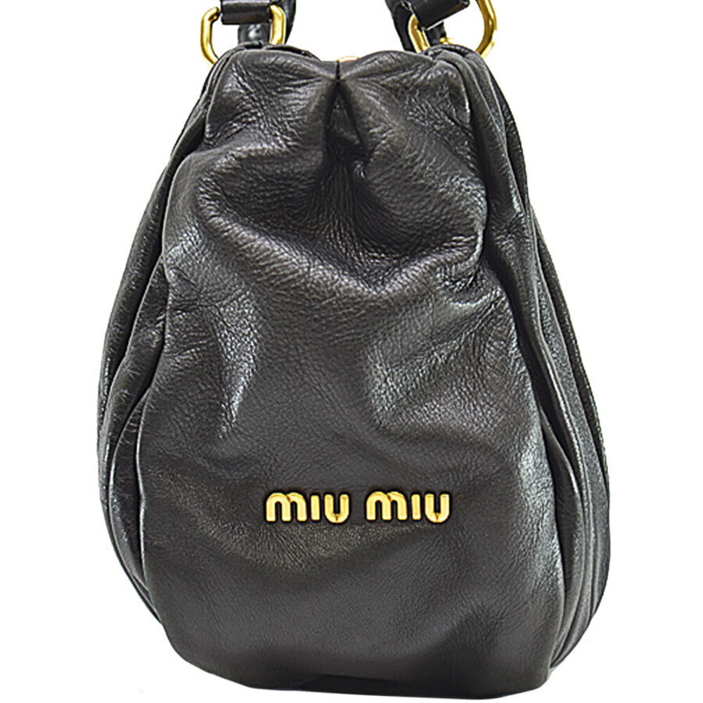 Miu Miu Shoulder Leather 2way Black Bag Alloy - Picture 3 of 5